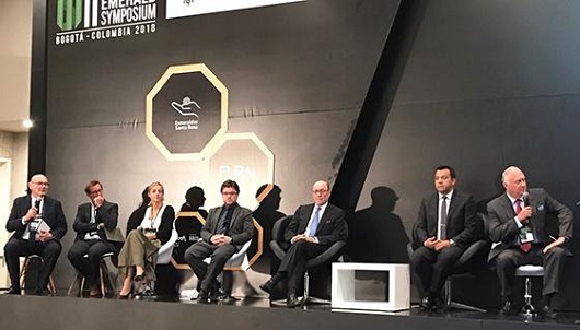 A seven-member panel, moderated by Jean Claude Michelou (left), discussed responsible practices and traceability. (Left to right, Jean Claude Michelou, Daniel Nyfeler, Cathelijne Klomp, Edward Mendelson, Charles Chausspied, Edwin Molina, Charles Burgess).